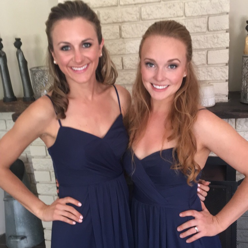 David’s Bridal knee length bridesmaids dress